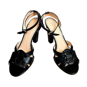 COACH Black Leather GENTLY LOVED  High Heels.  👡 SIZE 7.5 B